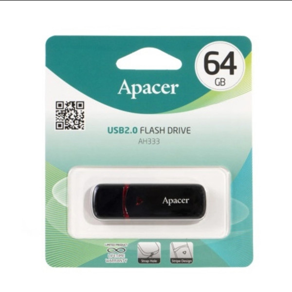 Флешка Apacer AH333, USB 2.0, 64Gb, Black - 5
