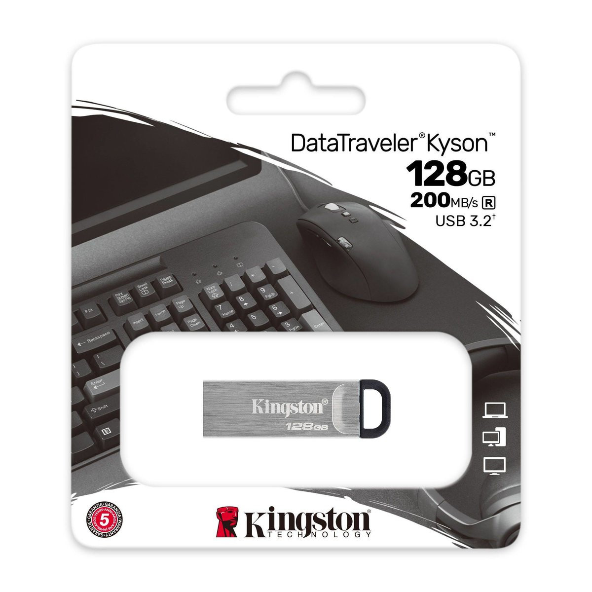 Flash Kingston USB 3.2 DT Kyson 128GB Silver/Black - 1