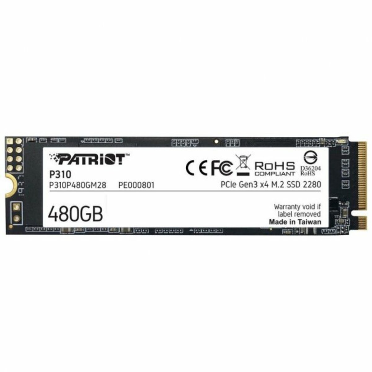 SSD-накопичувач M.2 Patriot P310, 480 GB, NVMe 2280 PCIe 3.0x4 3D NAND TLC - 1