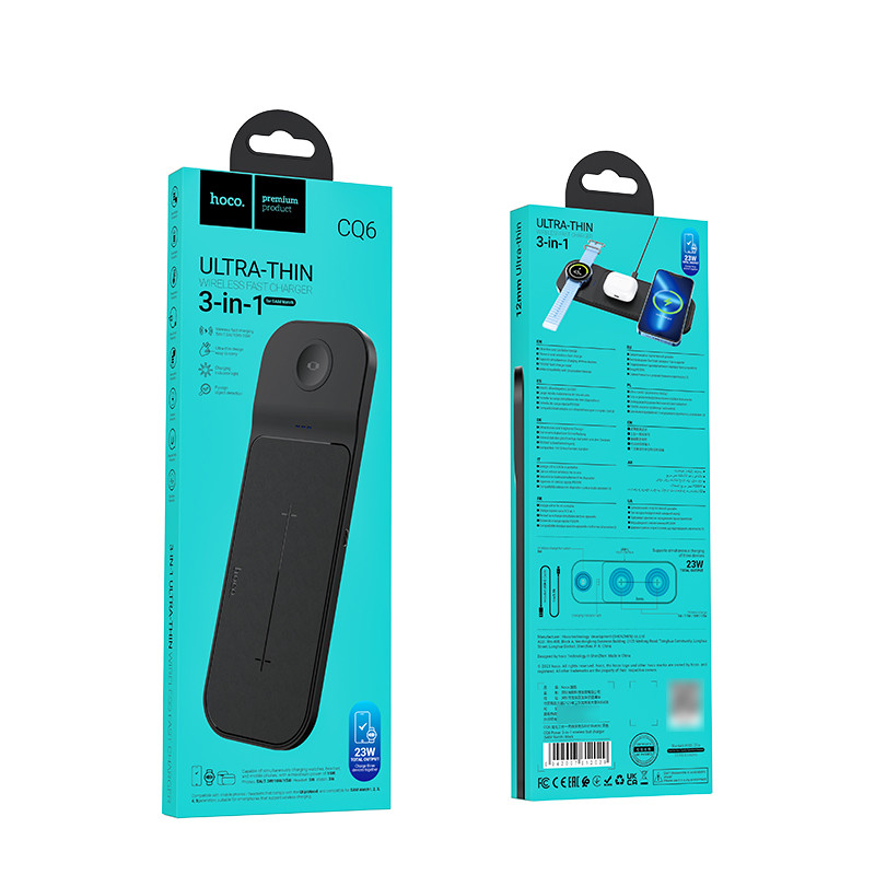 Безпровідний зарядний пристрій Hoco CQ6, 3 in 1, 23W, Black - 11