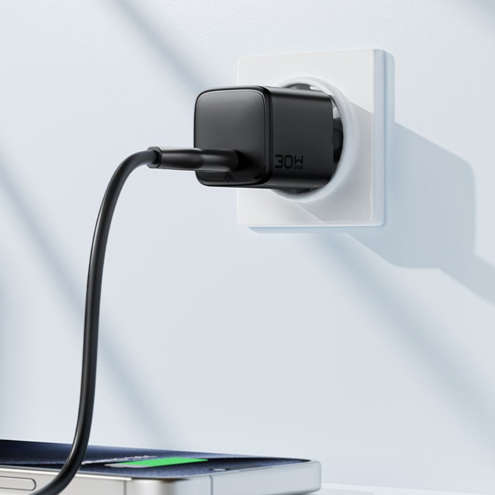 Мережевий зарядний пристрій Acefast A118, PD 30W, mini GaN, Black - 2