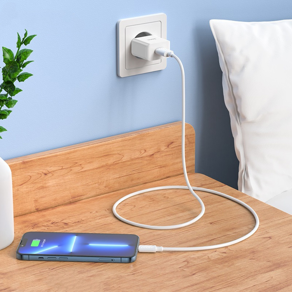 Мережевий зарядний пристрій Hoco C106A, Cable Lightning, 10.5W, White - 6