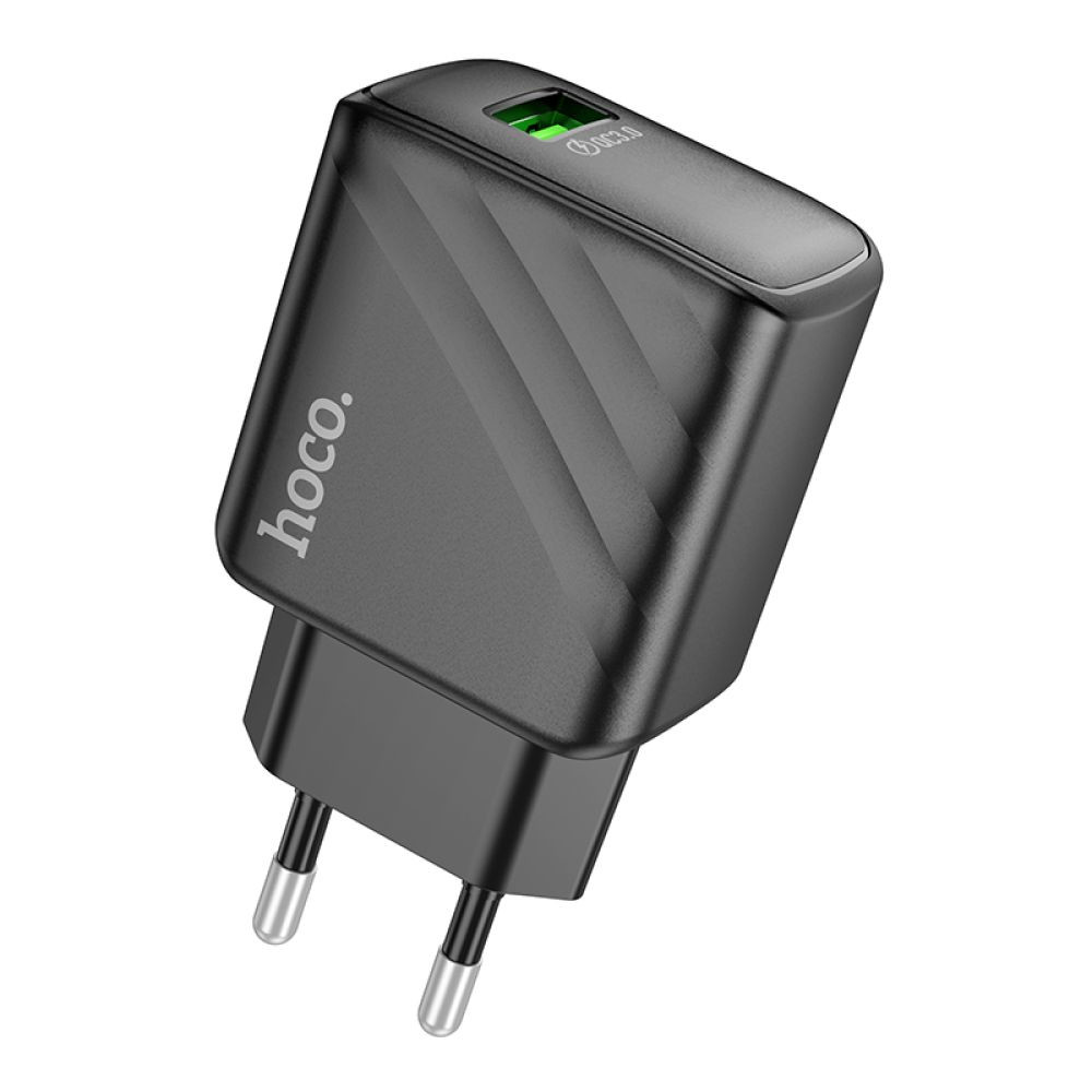 Мережевий Зарядний Пристрій Hoco CS21A, USB-A, QC3.0 18W, Black - 1