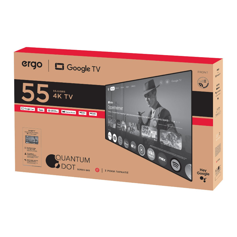Телевізор QLED Ergo 55JUQ85, Google TV, Wi-Fi, 3840x2160 - 9