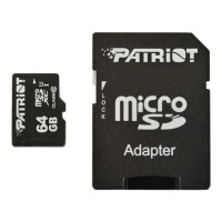Карта пам'яті Patriot LX Series, 64Gb, micro SDXC UHS-1, class 10, adapter SD