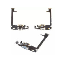 Шлейф для iPhone 11 Pro Max, з роз'ємом зарядки та мікрофоном, Original PRC, Matte Silver