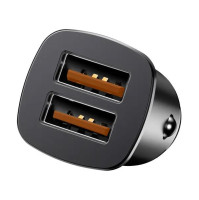 Автомобільний зарядний пристрій Baseus Square Metal, 2xUSB-A, 30W, Black 1