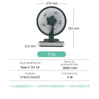 Настільний безпровідний вентилятор GXQC F702 Green 4