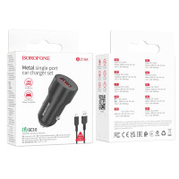 Автомобільний зарядний пристрій Borofone BZ19A Wisdom, QC 3.0 18W, Cable Micro, Sapphire Blue 1