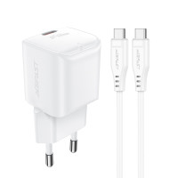 Мережевий зарядний пристрій Acefast A77, PD 30W, mini GaN, Cable Type-C to Type-C, White
