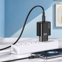 Мережевий зарядний пристрій Kakusiga KSC-1660, Cable Type-C to Type-C, 30W, Black 3