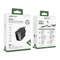 Мережевий зарядний пристрій Acefast A82, PD 20W, GaN, Black 3