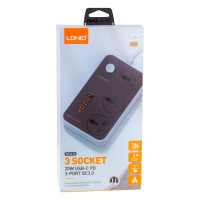 Мережевий подовжувач LDNIO SC3412, 3xSocket/1xType-C/3xUSB-A, QC 3.0, 2m, Black-Gray 1