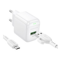Мережевий зарядний пристрій Borofone BAS42A, Cable Micro, PD 18W, QC 3.0, White 3