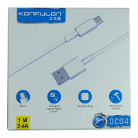Кабель Konfulon DC04, Micro, 1m, 2.4A, White 1