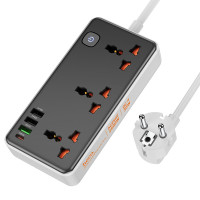 Мережевий подовжувач Hoco AC8A, 3xSocket/1xType-C/3xUSB-A, PD 30W, QC 3.0, 1.5m, Black