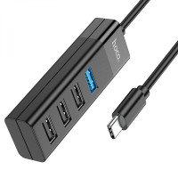 USB-хаб Hoco HB25 Easy, 4-in-1 Type-C to USB3.0/3xUSB2.0 Black