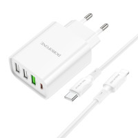 Мережевий зарядний пристрій Borofone BA79A, Cable Type C to Lightning, PD 20W, QC 3.0, White 5