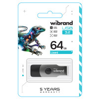 Флешка Wibrand Lizard, USB 3.2 Gen 1, 64GB, Black