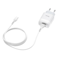 Мережевий зарядний пристрій Hoco C73A, Cable Type-C, 2.4A, White 2
