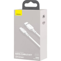 Кабель Baseus Simple Wisdom Data Cable, Kit Type-C 5A (2PCS/Set),1.5m, White 2