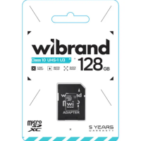 Карта пам'яті Wibrand 128Gb, micro SDXC UHS-1, class 10, adapter SD