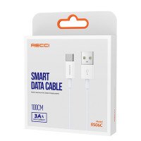 Кабель Recci Smart RS06C, Type-C, 1m, 3A, White 1