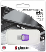 Флешка Kingston DT microDuo 3C, USB 3.2, 64GB, Purpule