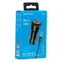 Автомобільний зарядний пристрій Borofone BZ17, QC3.0 18W, Cable Micro, Black 1