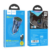 Автомобільний зарядний пристрій Hoco Z47 Transparent, QC 3.0 18W, Cable Type-C, Blue 2