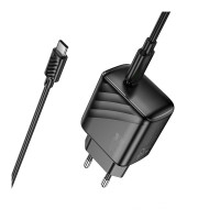 Мережевий зарядний пристрій Hoco CS24A, Cable Type-C to Type-C, 25W, Black 3