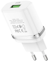 Мережевий зарядний пристрій Hoco C12Q, QC 3.0, PD 18W, Cable Type-C, White 1
