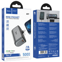 Універсальна мобільна батарея Hoco Q31, 5000mAh, PD 20W, Cable Lightning, Black 5