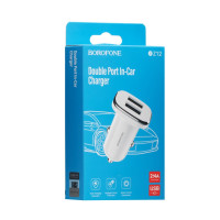 Автомобільний Зарядний Пристрій Borofone BZ12 2.4A 2 USB White