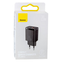Мережевий Зарядний Пристрій Baseus Compact Quick Charger, QC 3.0, PD 20W, White 1