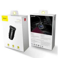 Автомобільний зарядний пристрій Baseus Square Metal, 2xUSB-A, 30W, Black 3