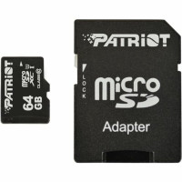Карта пам'яті Patriot LX Series, 64Gb, micro SDXC UHS-1, class 10, adapter SD