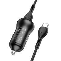 Автомобільний зарядний пристрій Hoco NZ5, PD 30W, QC 3.0, Cable Type-C to Type-C, Black 2