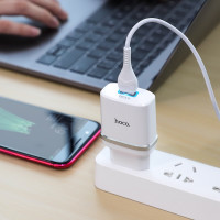 Мережевий зарядний пристрій Hoco C12Q, QC 3.0, PD 18W, Cable Type-C, White 3