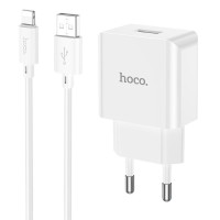 Мережевий зарядний пристрій Hoco C106A, Cable Lightning, 10.5W, White 6
