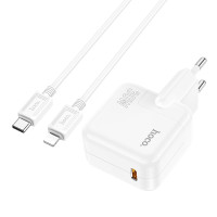 Мережевий зарядний пристрій Hoco C112A, Cable Type-C to Lightning, PD 30W, White 2