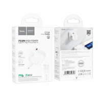 Мережевий зарядний пристрій Hoco C112A, Cable Type-C to Lightning, PD 30W, White 1