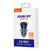 Автомобільний зарядний пристрій Recci Journey RCC-N16, 15.5W, 2xUSB-A, Black 1