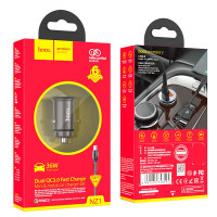 Автомобільний зарядний пристрій Hoco NZ1, 36W, QC 3.0, Cable Type-C, Black 1