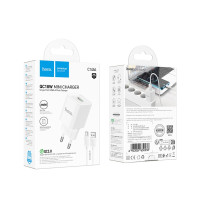 Мережевий зарядний пристрій Hoco C145A, Cable Type-C, QC 3.0 18W, White 7