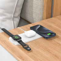 Безпровідний зарядний пристрій Hoco CQ5, 3 in 1, 22.5W, White 1