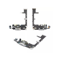 Шлейф для iPhone 11 Pro, з роз'ємом зарядки та мікрофоном, Original PRC, Matte Silver