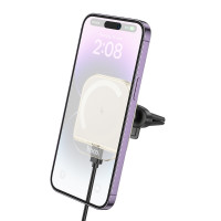 Автотримач Hoco HW17, Wireless Charging MagSafe, 15W, White 3