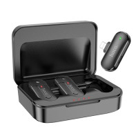 Мікрофон петличний безпровідний Hoco DI56, Twin Lightning, Black