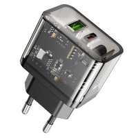 Мережевий зарядний пристрій Hoco N34, 1xUSB-A, 1xType-C, PD 20W, QC3.0, Black